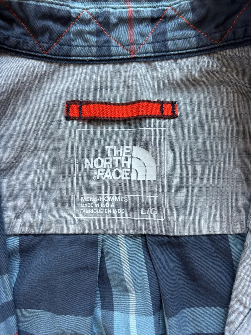 The North Face Men's Blue Plaid Button-Up Shirt - Casual Long Sleeve
